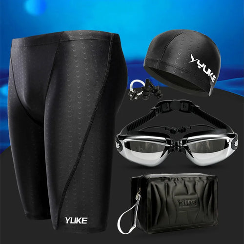 Bañador Competición Hombre con Gafas, Tapones y Gorro