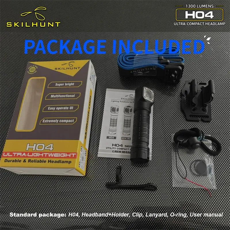 SKILHUNT 1200lumens LED Flashlight,H04 Series Light Weight Head lamp,Tail magnet 18650 Headlamp,Easy Clip Running Working