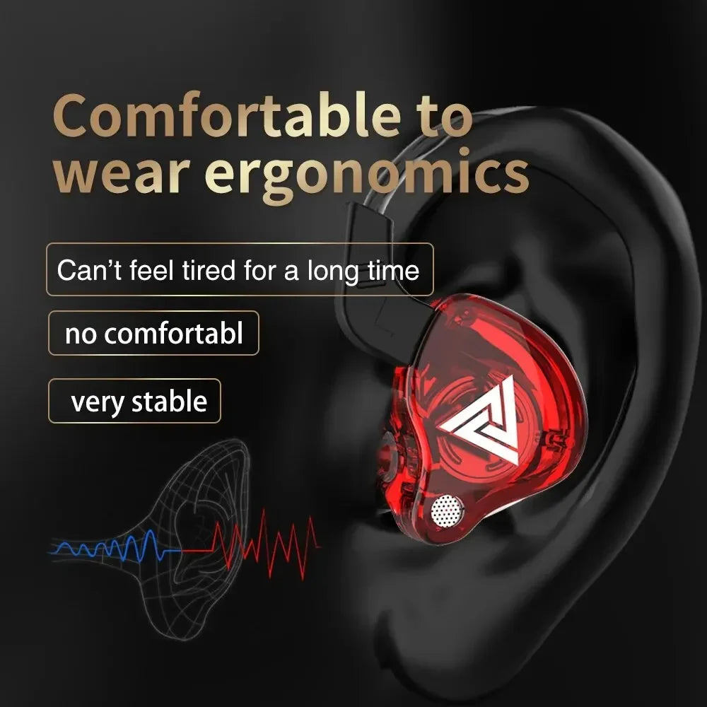 QKZ AK6 Wired Headphones Dual Drive HiFi Earphone with Microphone 3.5mm Sport Running Music Earbuds Bass Stereo Headset Original