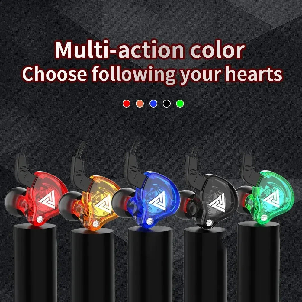 QKZ AK6 Wired Headphones Dual Drive HiFi Earphone with Microphone 3.5mm Sport Running Music Earbuds Bass Stereo Headset Original