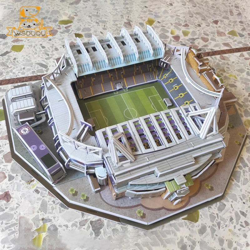 3D Football Stadium Puzzle Paper Model Architecture Kit Adult Kids Craft Building Toy Home Decor Gift Jigsaw Collectible Play